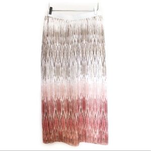 Chico’s skirt, coral/ivory & gold threads, Size 3